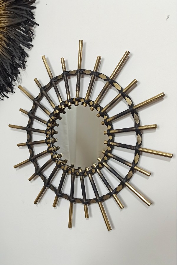 Siyah Gold Bambu Çubuklu Ayna