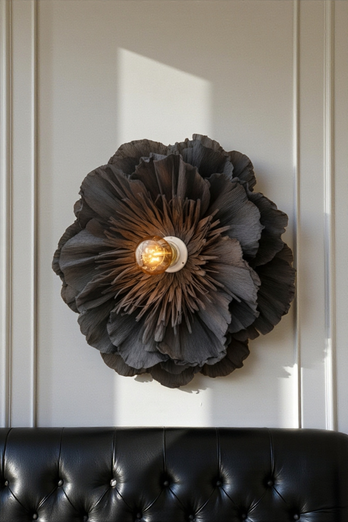 Lumi Bloom Noir Çiçek Formlu Duvar Apliği | El Yapımı Dekoratif Aplik Siyah | Modern & Lüks Tasarım