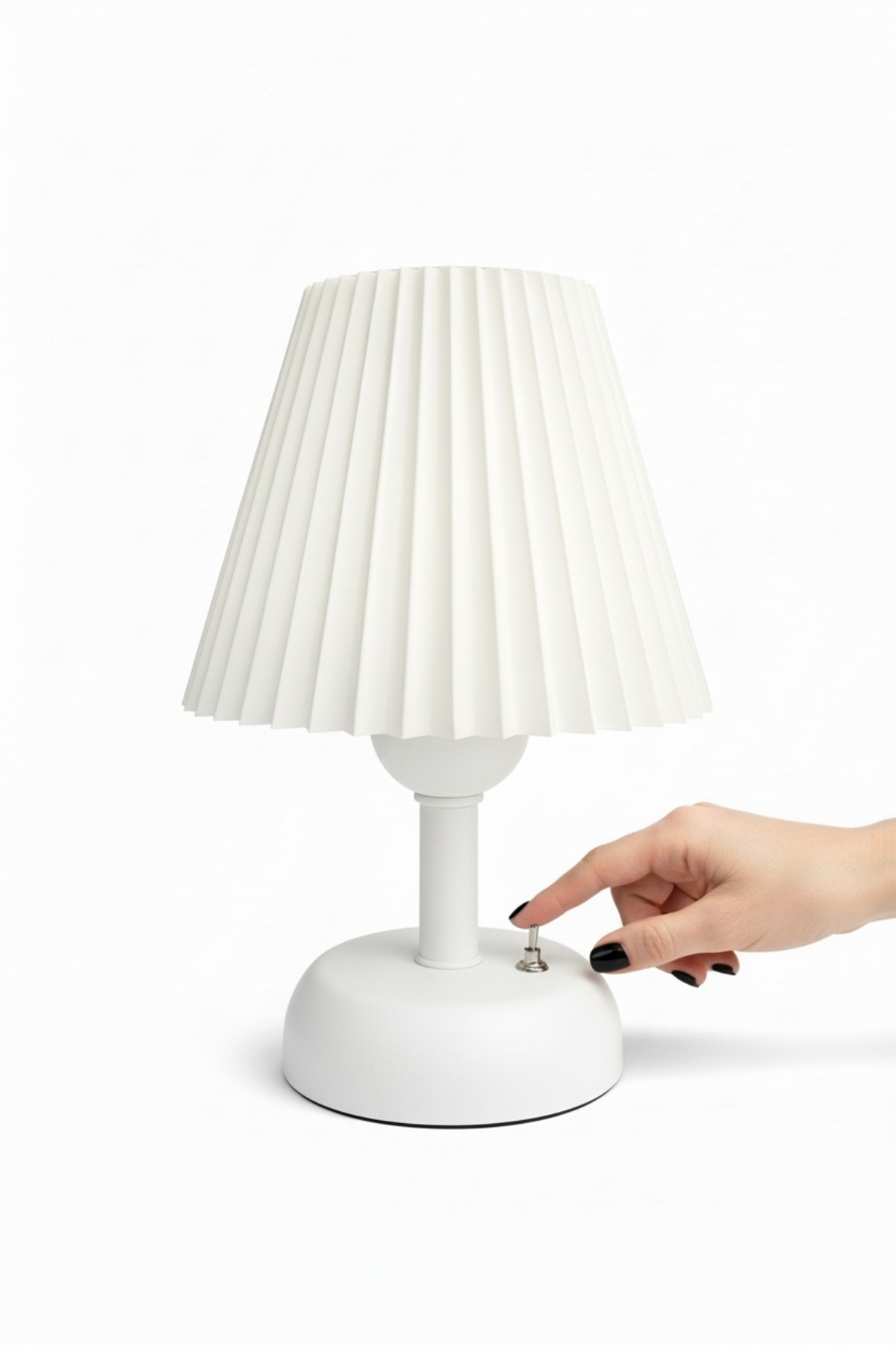 Kablosuz Pilli Masa Lambası, Pileli Led Abajur, Beyaz Başlık