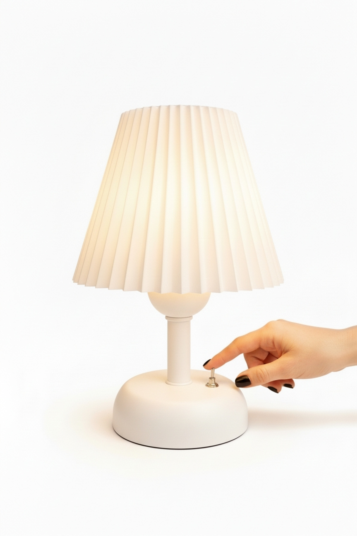 Kablosuz Pilli Masa Lambası, Pileli Led Abajur, Beyaz Başlık
