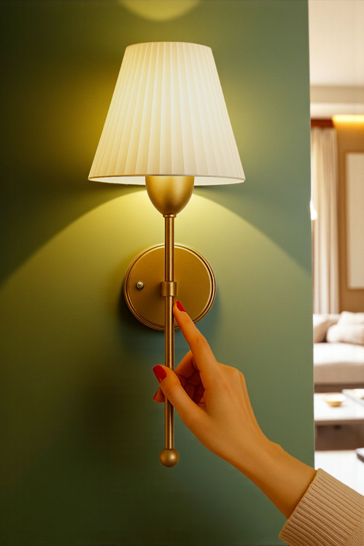 Pilli Led Aplik,Kablosuz Pileli Dekoratif Aplik,Gold Metal Gövde Ledli Tak Çalıştır Aplik