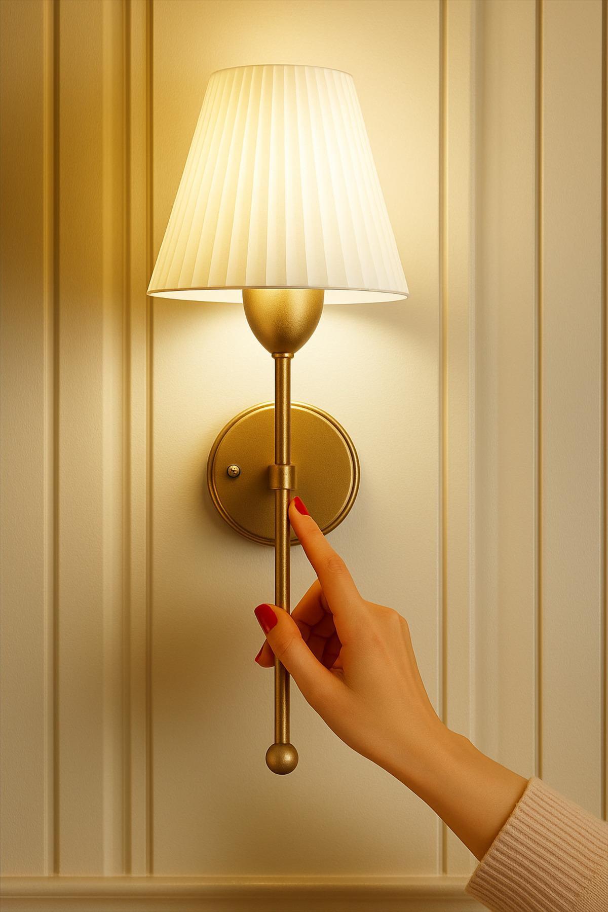 Pilli Led Aplik,Kablosuz Pileli Dekoratif Aplik,Gold Metal Gövde Ledli Tak Çalıştır Aplik