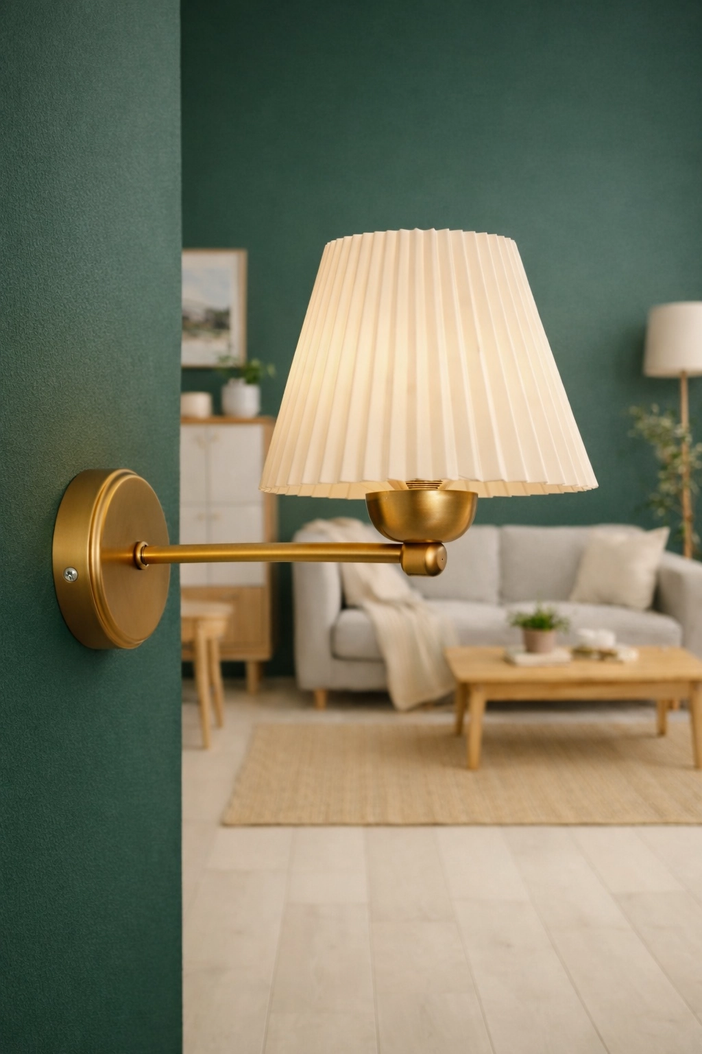 Kablosuz Pilli Aplik – Pileli Başlıklı Modern İskandinav Duvar Lambası (Gold Gövde)