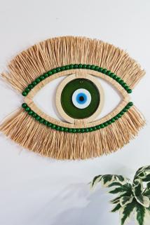 Nazarlık,el Yapımı Hediyelik Duvar Süsü,nazar Boncuğu Yeşil
