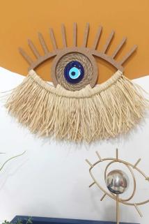 Rafya Hasır Göz Nazar Boncuklu Duvar Süsü