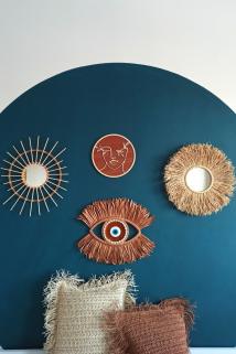 Bambu Ayna Rafya Ayna Nazar Boncuğu 4 Parça Duvar Seti