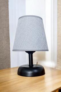 Kablosuz Masa Lambası, Siyah Gövde Gri Başlık, Pilli Abajur