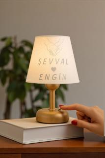 Kişiye Özel Kablosuz Pilli Abajur, Sevgililer Günü Hediye, İsimli Masa Lambası