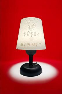 Kişiye Özel Kablosuz Pilli Abajur, Sevgililer Günü Hediyelik, İsimli Masa Lambası