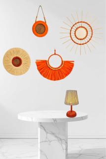 Bohem Ayna Seti 4 Parça, El Yapımı Duvar Dekorasyonu