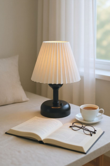 Şarjlı Led Masa Lambası - Pileli Dekoratif Abajur
